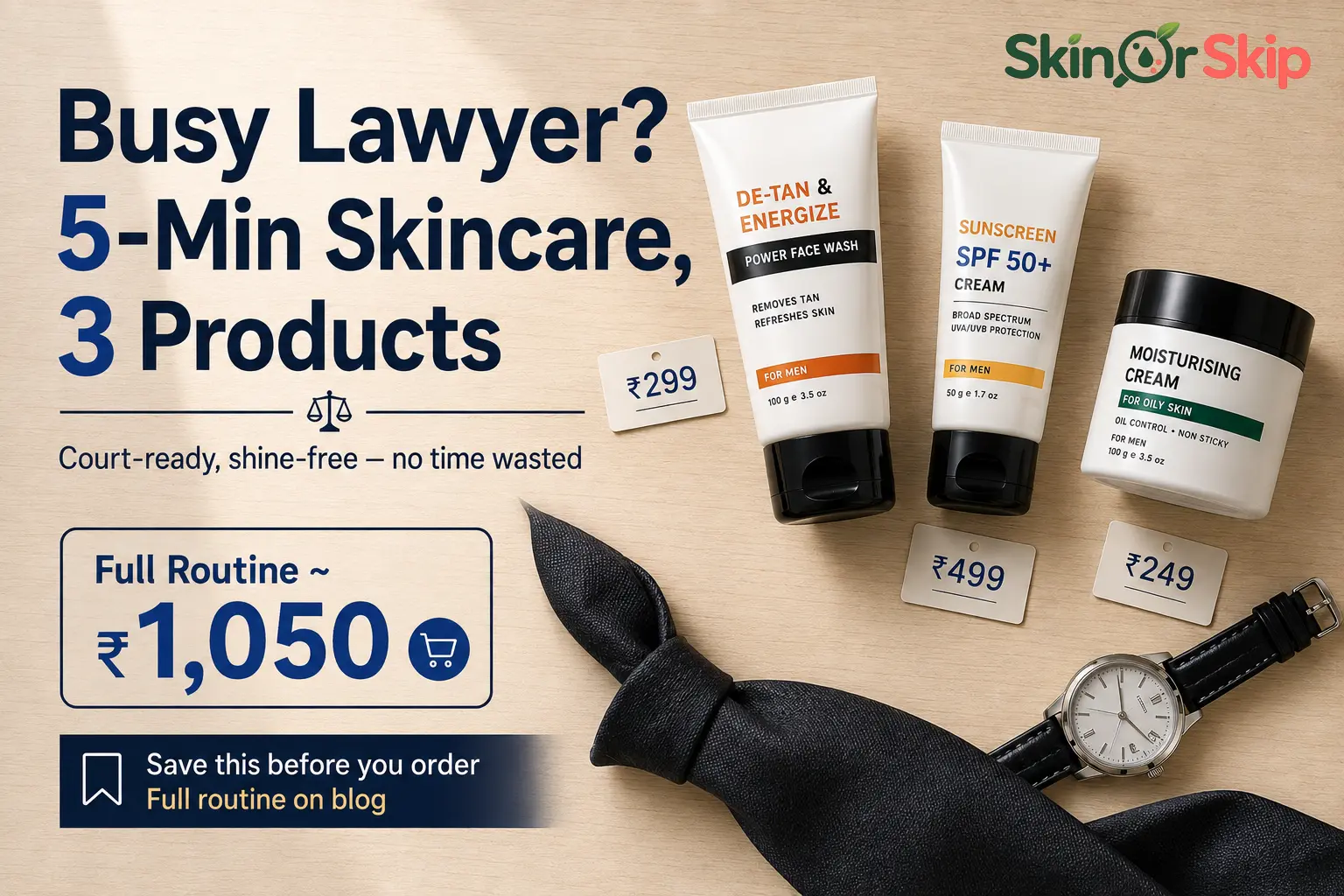 5 minute skincare routine for men India, Ustraa products for busy lawyers
